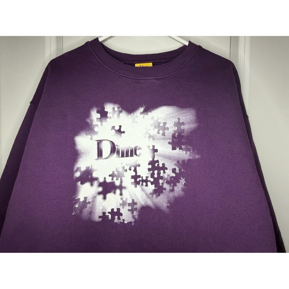 Dime‎ Skateboard Mystic Puzzle Graphic Purple Crewneck Sweatshirt Mens XL NWOT